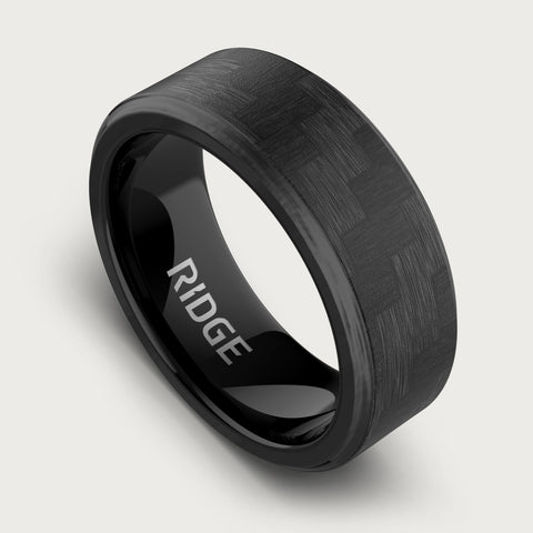 Ridge 8mm Beveled Ring Set - Carbon Fiber 3K at Ridge