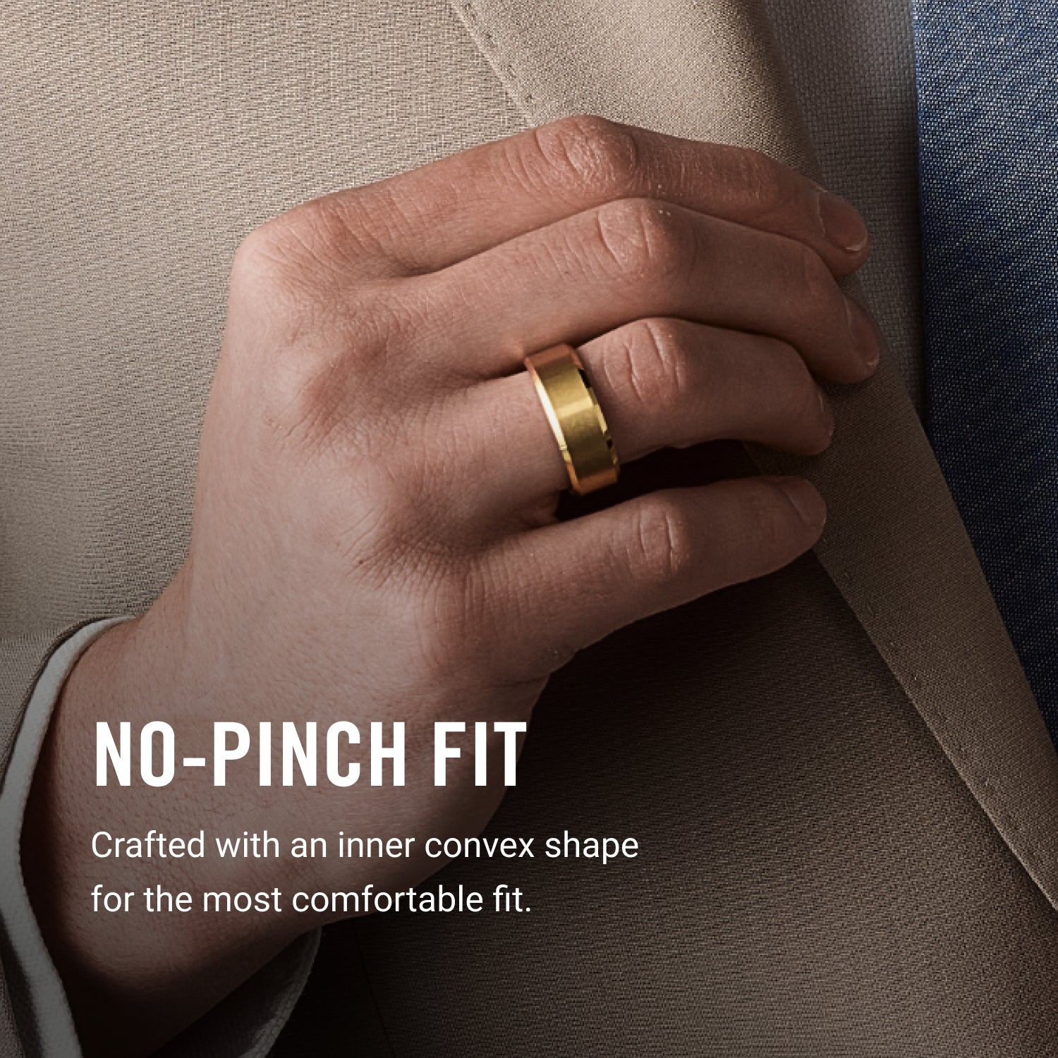 Ridge 8mm Beveled Ring Set - 24K Gold | Tantalum