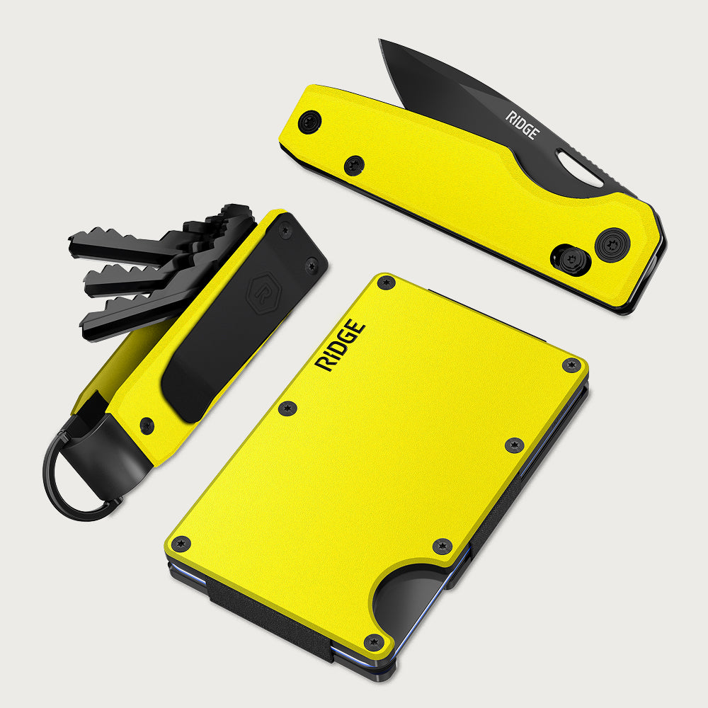 The Ridge: Wallet + Keycase + Everyday Folder Kit | Hyper Lime