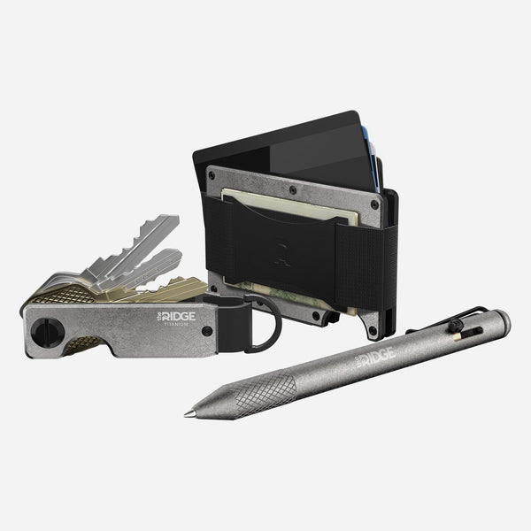 【セット】The Ridge チタン マネークリップ＋コインカ2組 Titanium Stonewash Money Clip | Products | the RIDGE カード