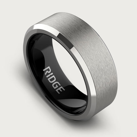 Ridge 8mm Beveled Ring Set - Platinum at Ridge