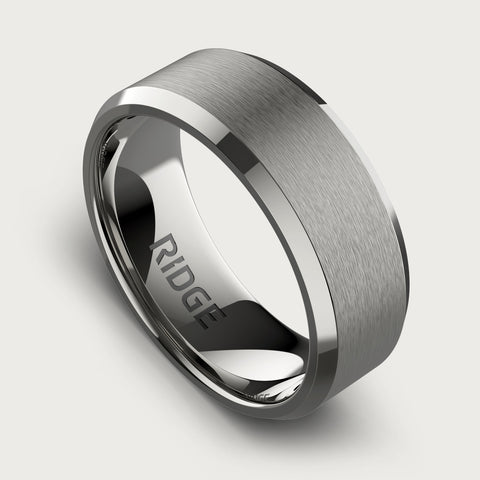 Ridge 8mm Beveled Ring Set - Platinum - Tantalum Carbide at Ridge
