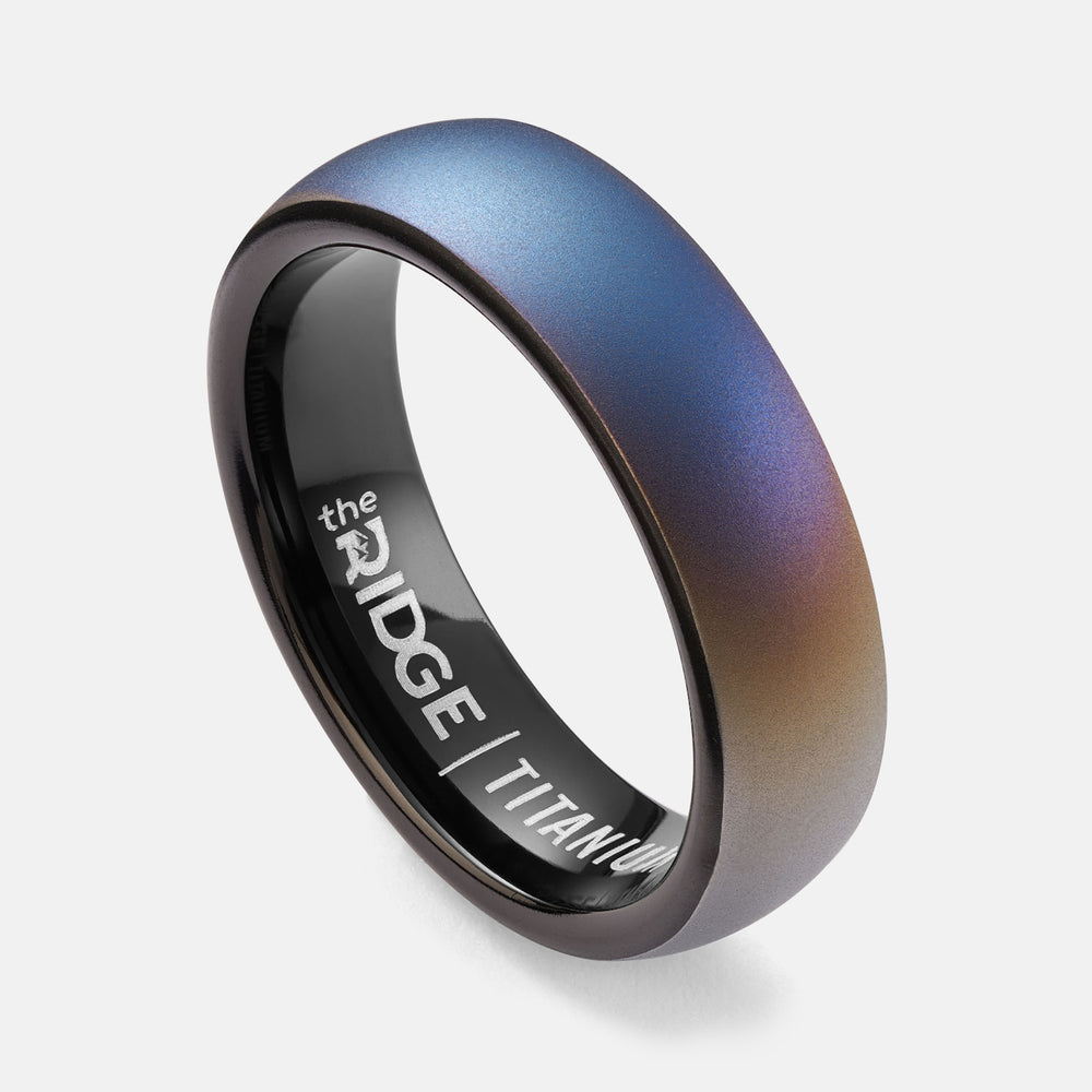 Ridge 6mm Rounded Ring Set - Burnt Titanium