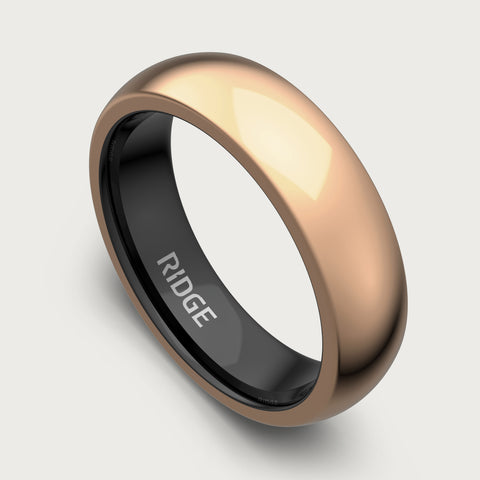Ridge 6mm Rounded Ring Set - 18K Rose Gold at Ridge