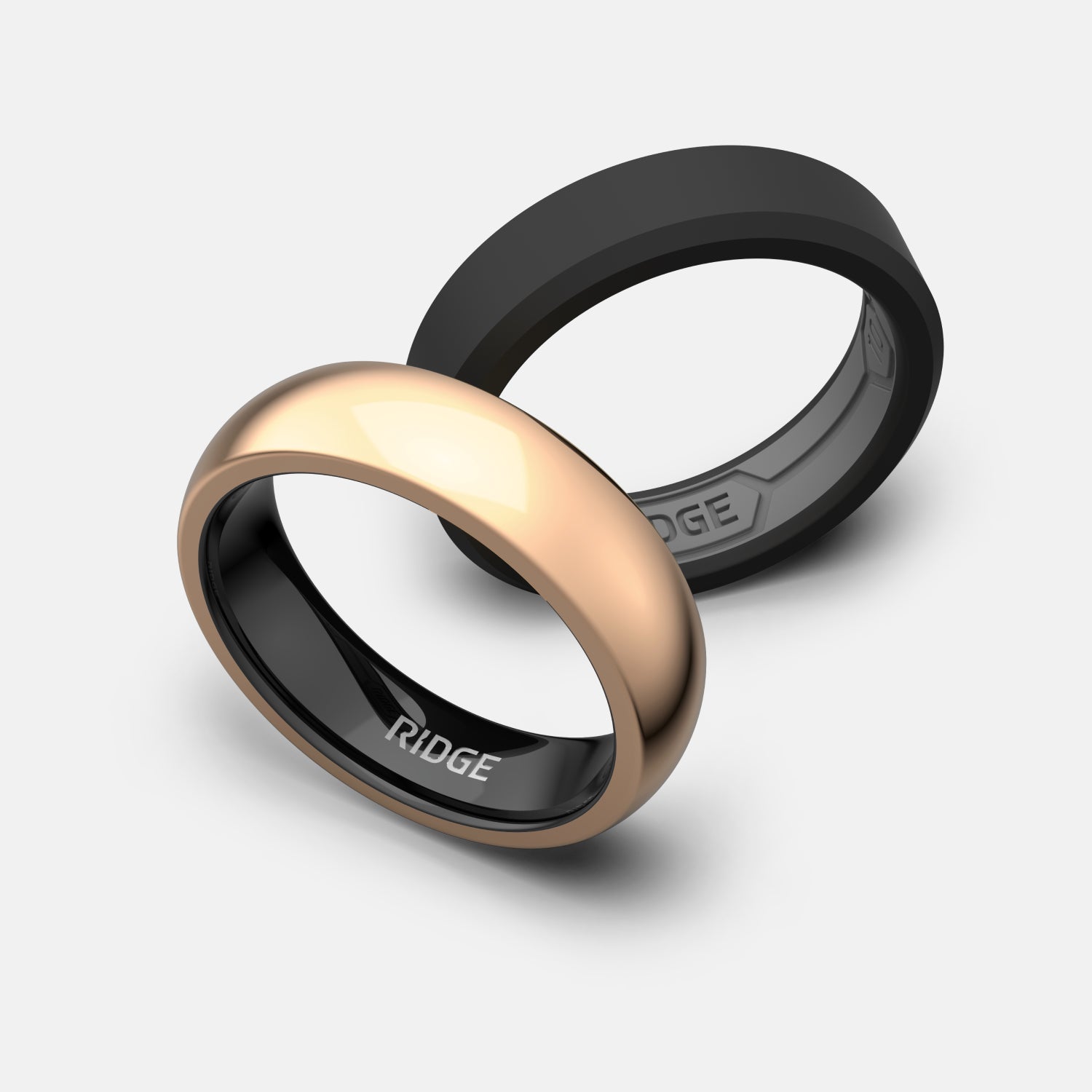 Ridge 6mm Rounded Ring Set - 18K Rose Gold