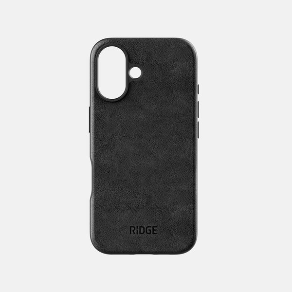 Ridge Phone Case iPhone 16 Midnight Black Leather