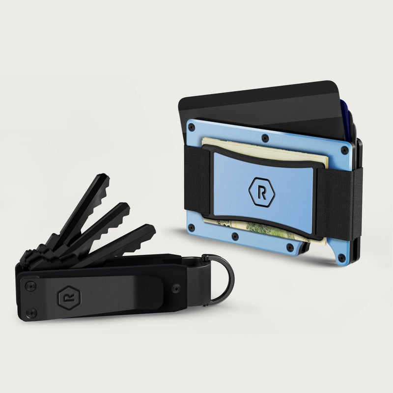 Ridge Wallet for MagSafe + KeyCase - Light Blue + Royal Black