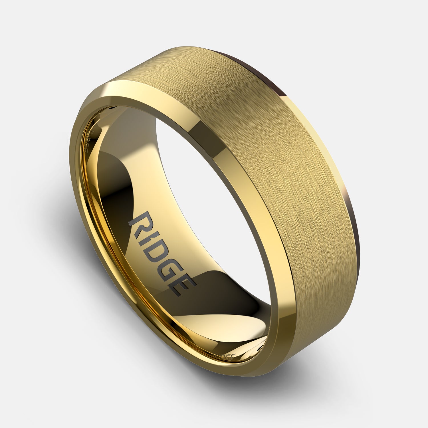 The Ridge 8mm Beveled Ring Set - 24K Gold - Tantalum Carbide - 7