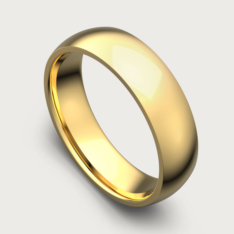6mm Rounded Ring Set - 24K Gold - Tantalum Carbide