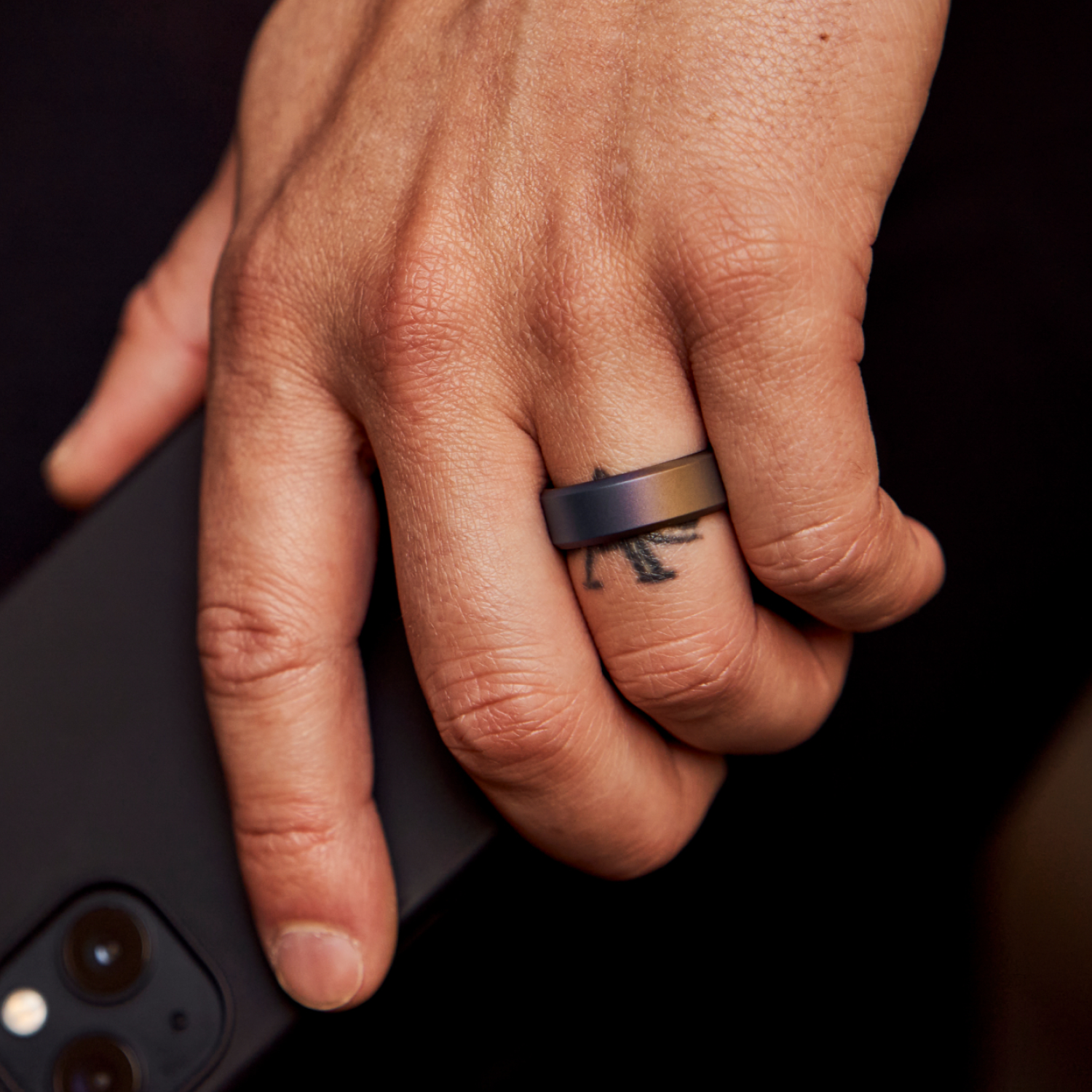 Burnt Titanium Men s Wedding Band The Ridge