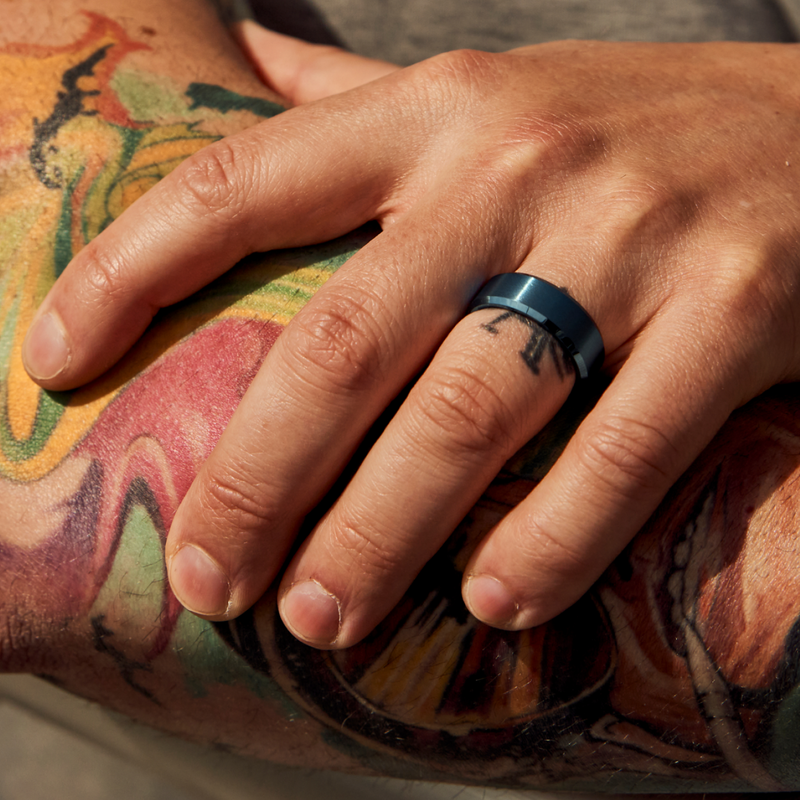 Alpine Navy Men's Tungsten Wedding Band - The Ridge