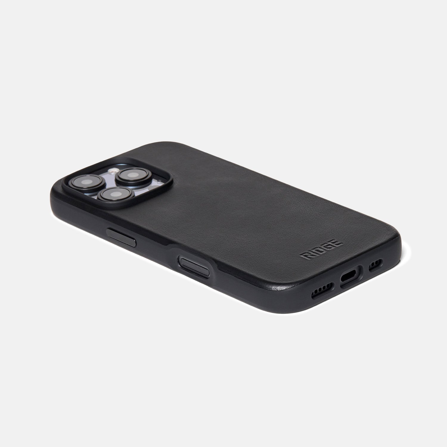 Ridge Phone Case - iPhone 16 Pro - Midnight Black Leather
