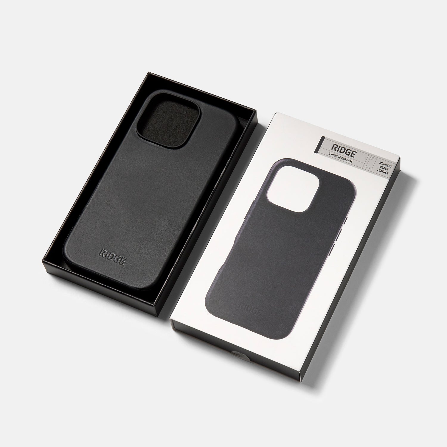 Ridge Phone Case - iPhone 16 Pro - Midnight Black Leather