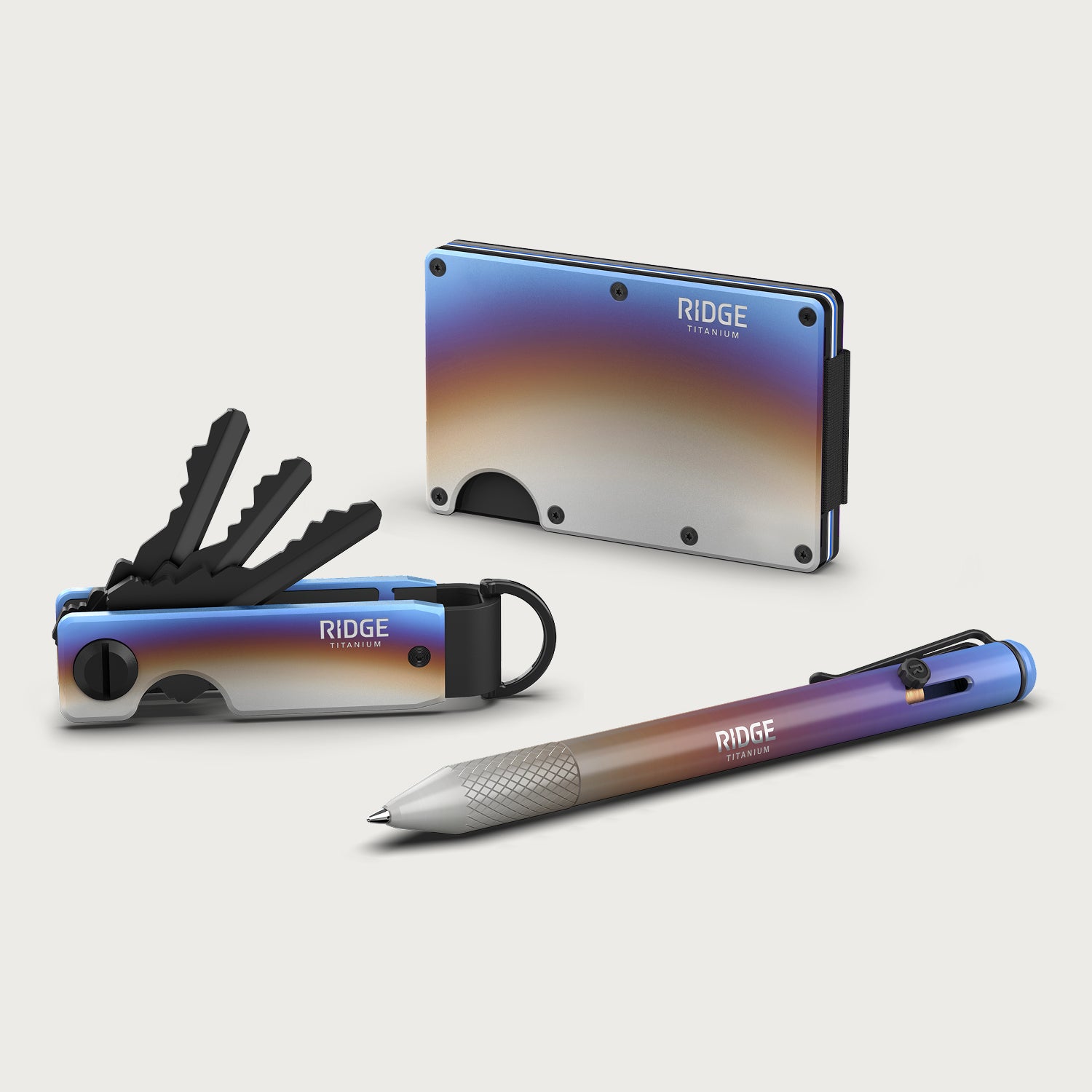 The Ridge Wallet + Keycase + Pen Kit - Burnt Titanium