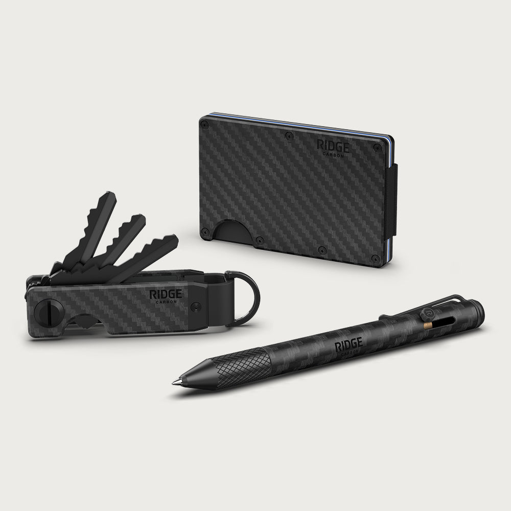 The Ridge Wallet + Keycase + Pen Kit - Carbon Fiber 3k