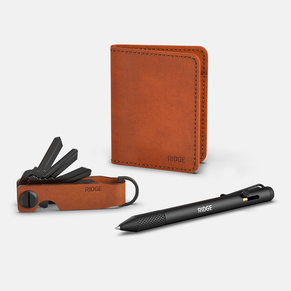 RIDGE | Wallet + KeyCase + Pen Kit - Bifold - Tobacco Brown Black ...