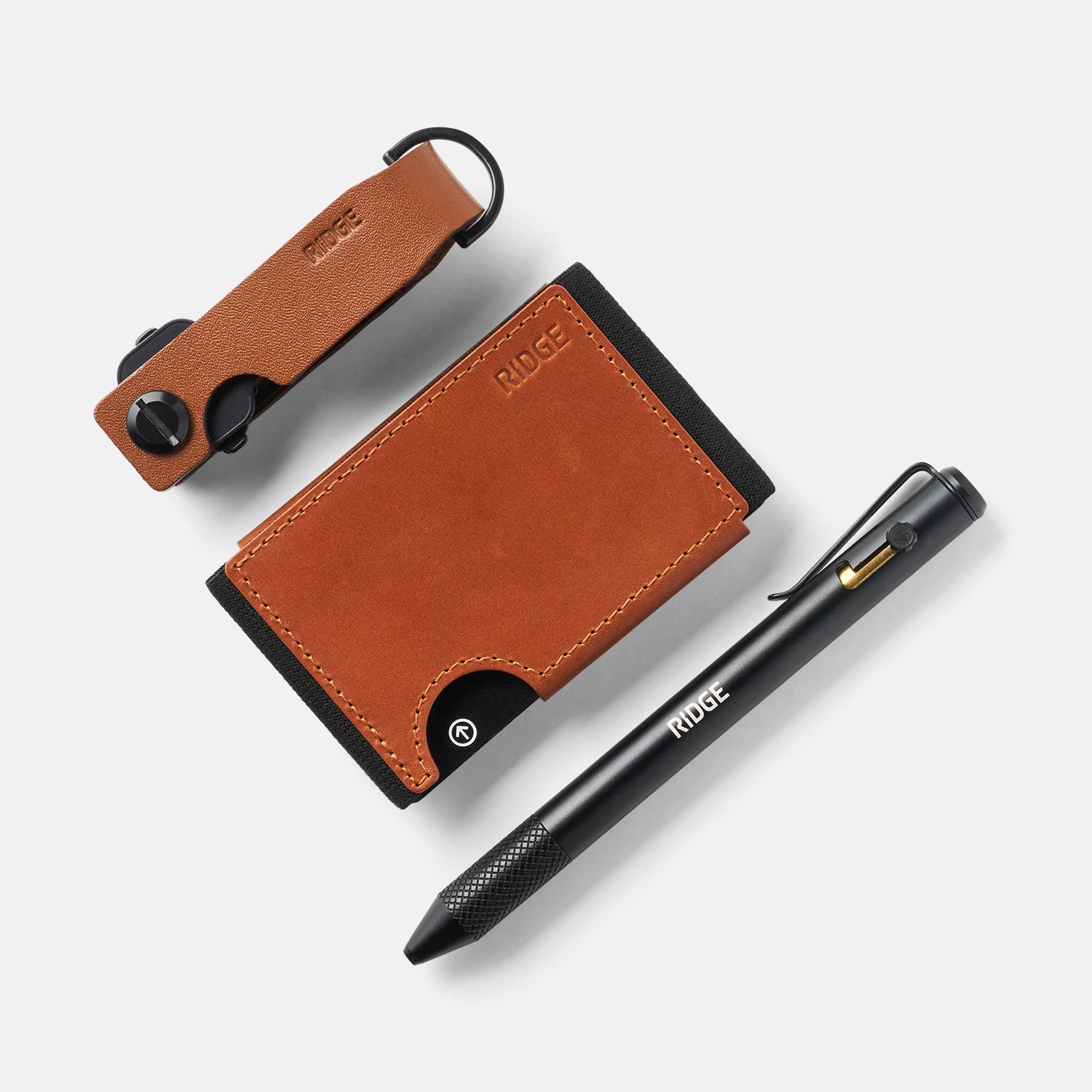 RIDGE | Wallet + KeyCase + Pen Kit - Biflex - Tobacco Brown