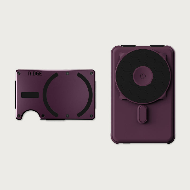 Ridge Wallet for MagSafe + Power Bank - Dark Cherry