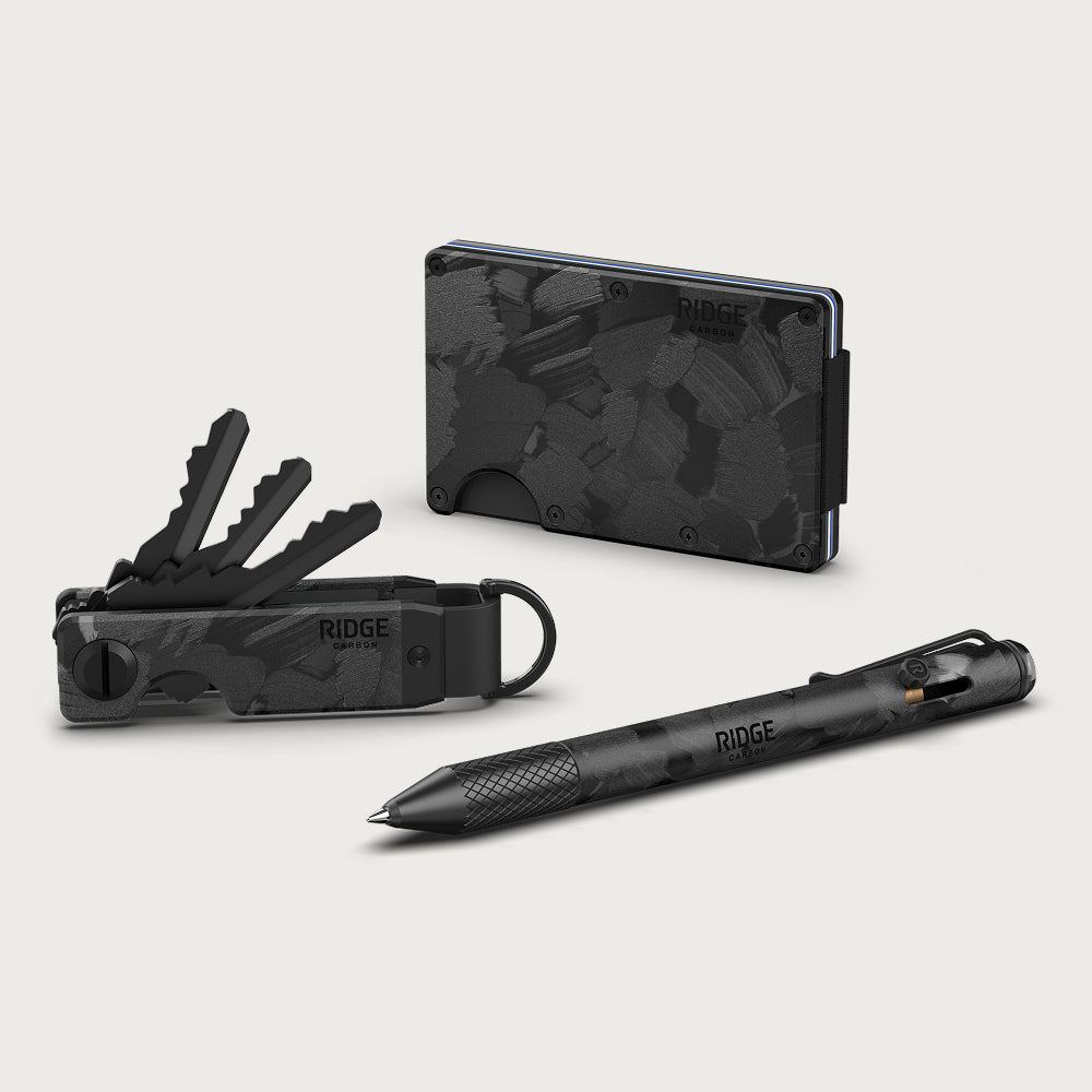The Ridge Wallet + Keycase + Pen Kit - Forged Carbon