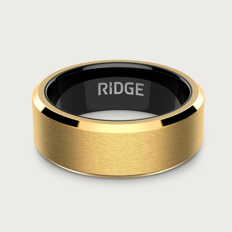 8mm Beveled Ring Set - 24K Gold