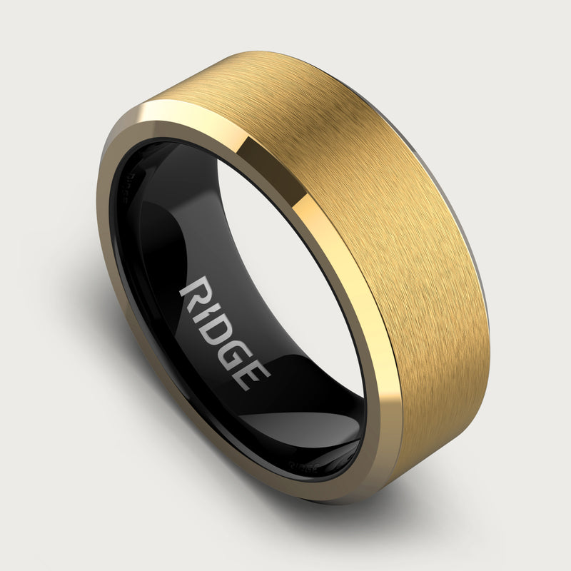 8mm Beveled Ring Set - 24K Gold