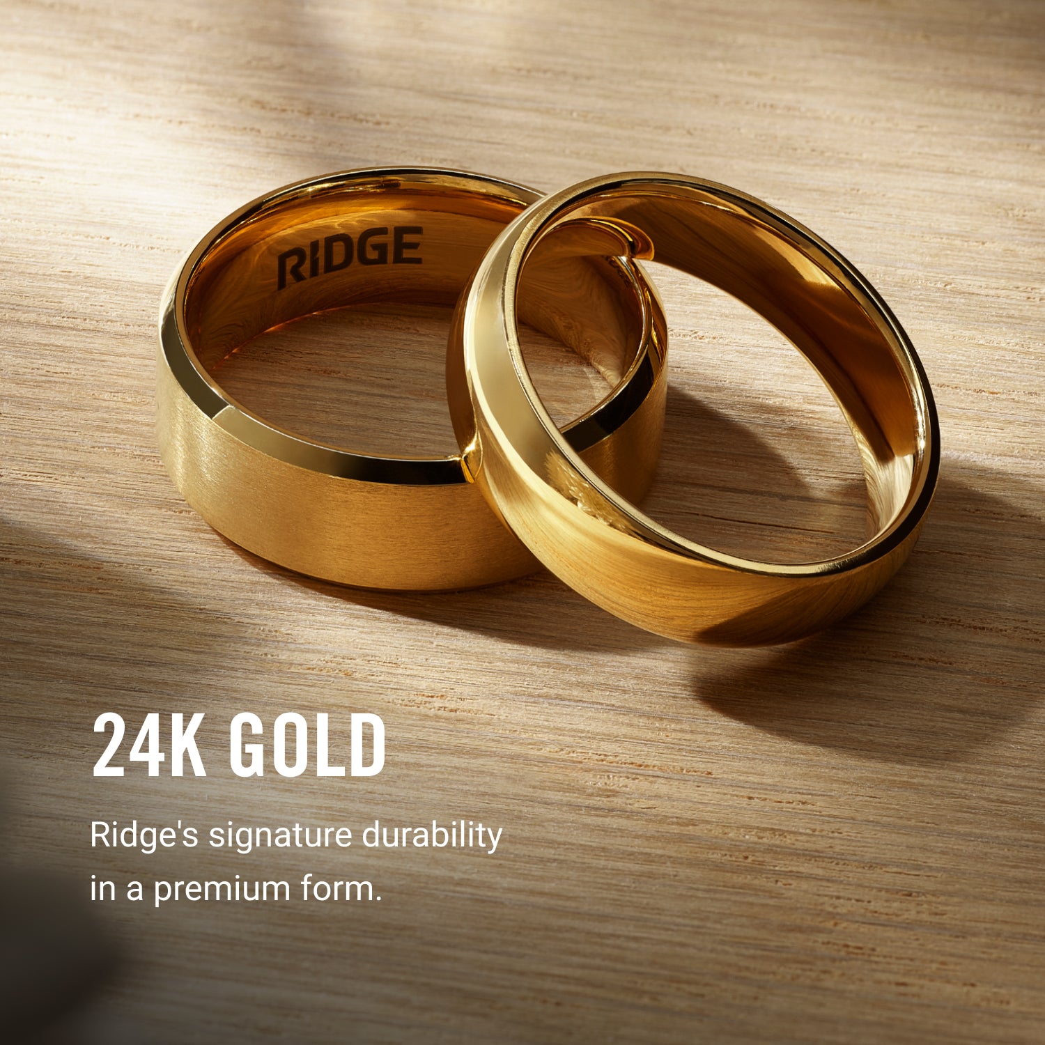 Ridge 6mm Rounded Ring Set - 24K Gold | Tantalum