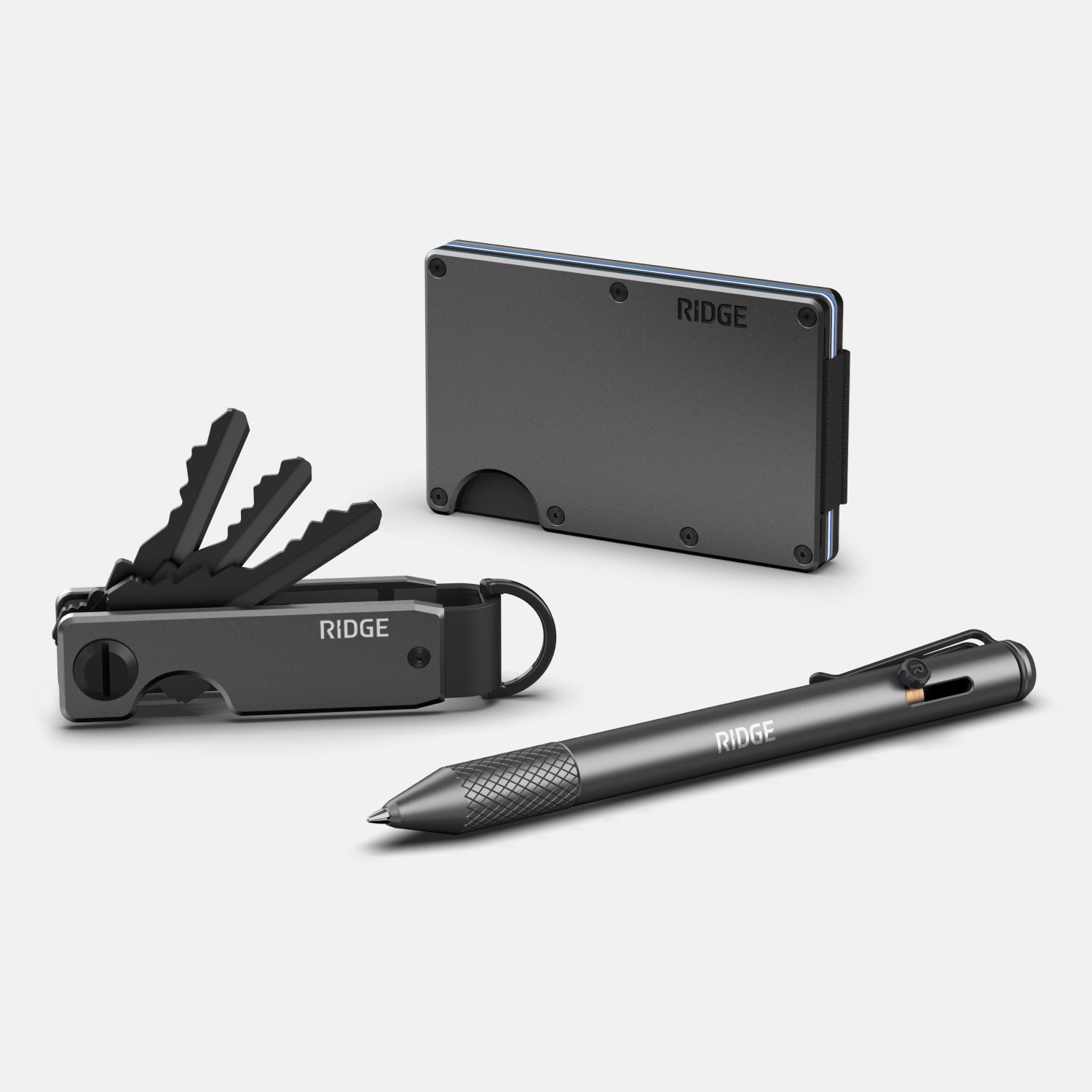 The Ridge Wallet + Keycase + Pen Kit - Gunmetal