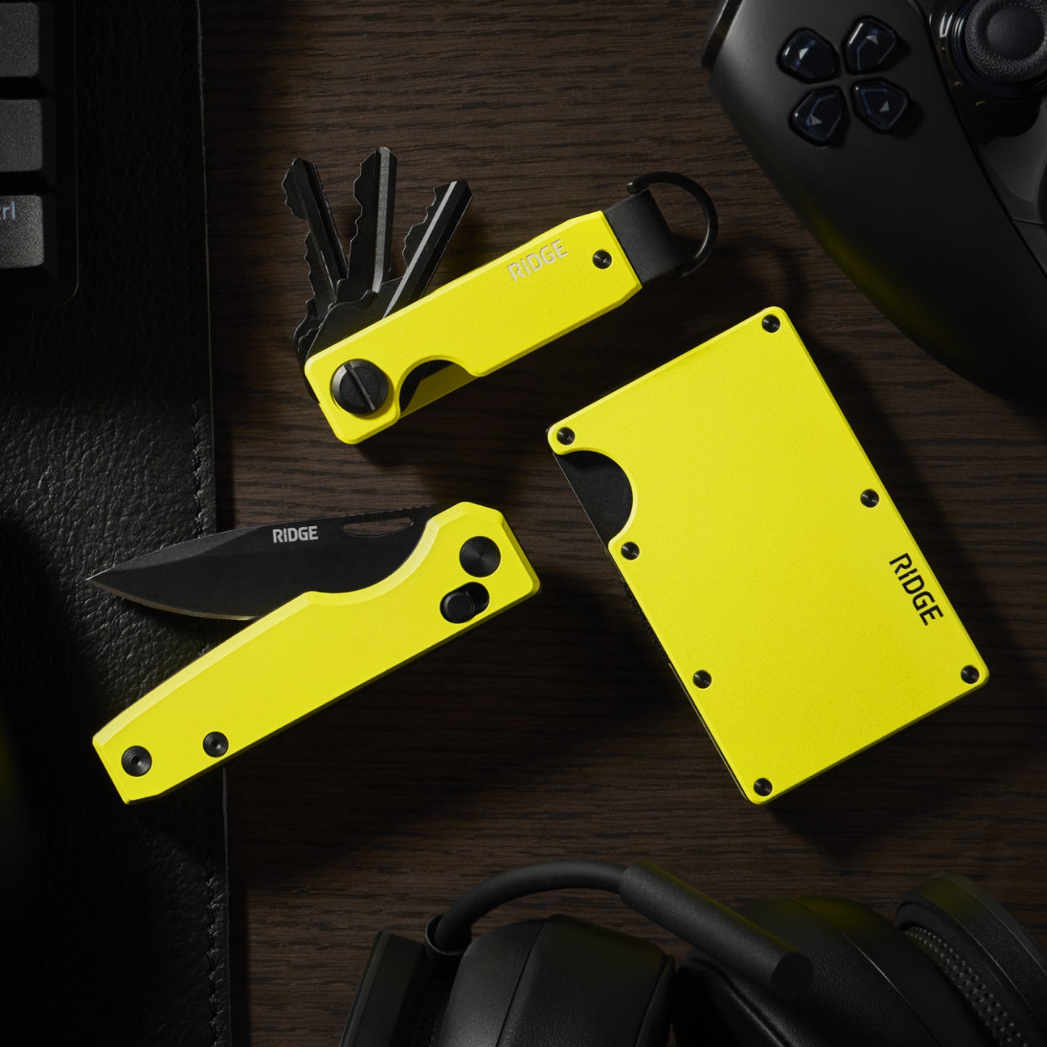 The Ridge: Wallet + Keycase + Everyday Folder Kit | Hyper Lime