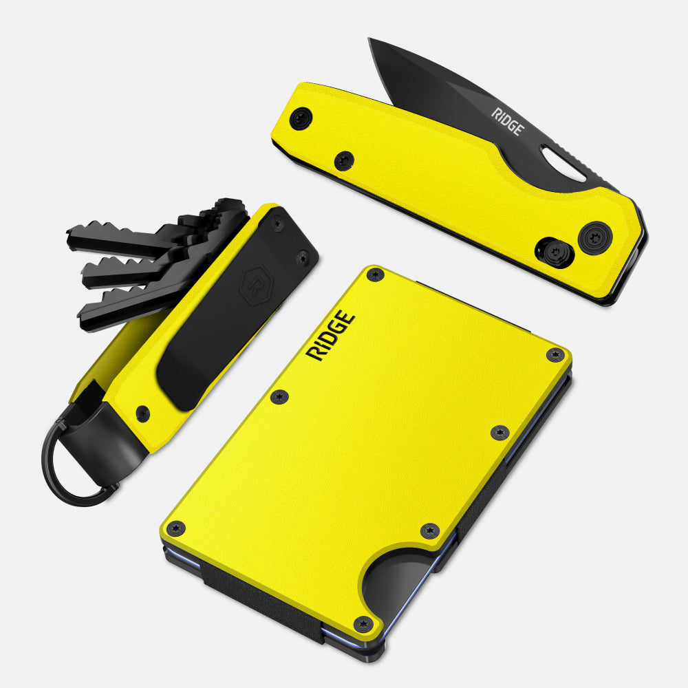 The Ridge: Wallet + Keycase + Everyday Folder Kit | Hyper Lime