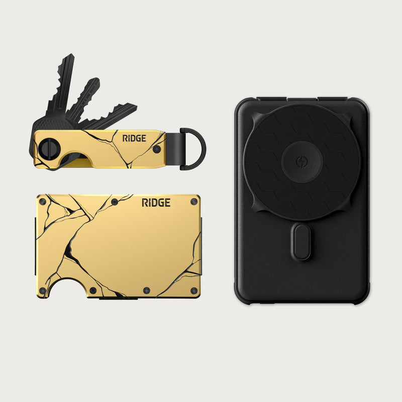 Ridge Wallet + Power Bank + KeyCase - Kintsugi - Inverse + Matte Black + Kintsugi - Inverse