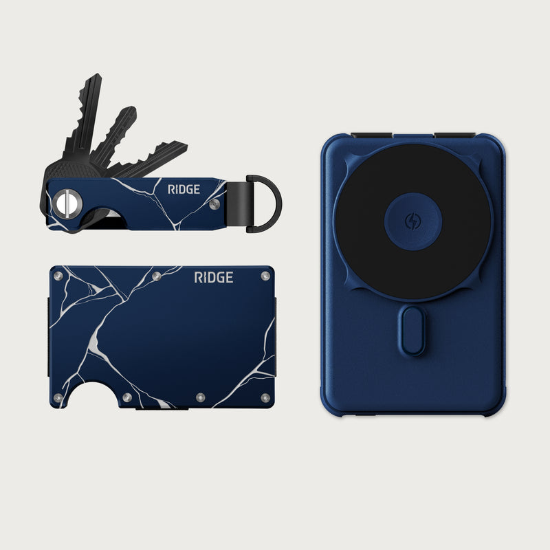 Ridge Wallet + Power Bank + KeyCase - Kintsugi - Navy + Dark Harbor + Kintsugi - Navy