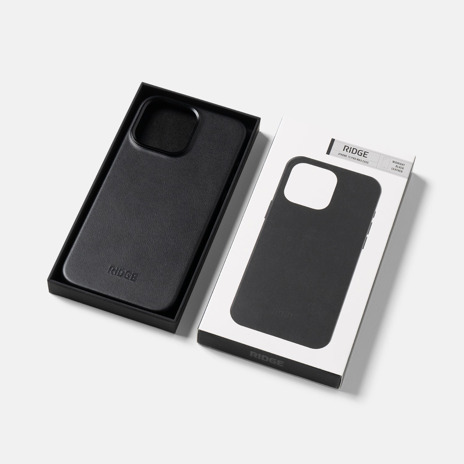 Ridge Phone Case - iPhone 15 Pro Max - Midnight Black Leather