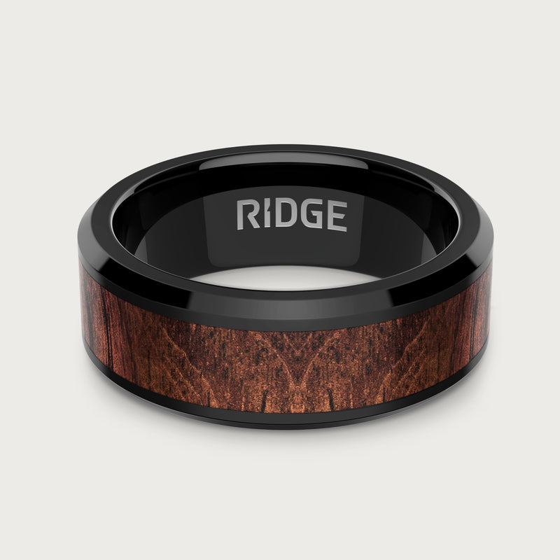 8mm Beveled Ring Set - Mopane Wood — view 2 of 8