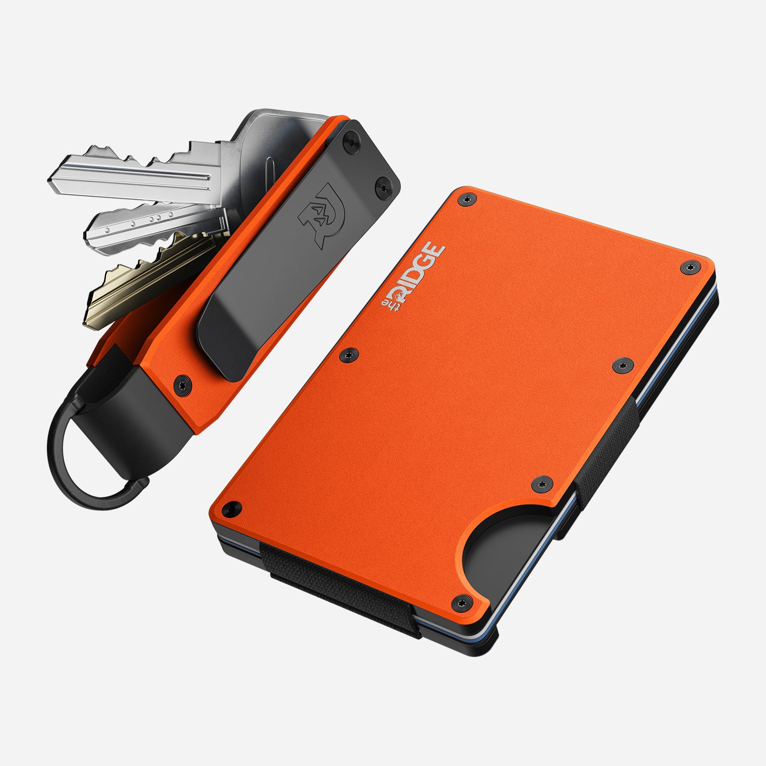 Ridge Wallet | Basecamp Orange Kit | Slim Metal RFID Wallet + Keycase + Coin Tray 