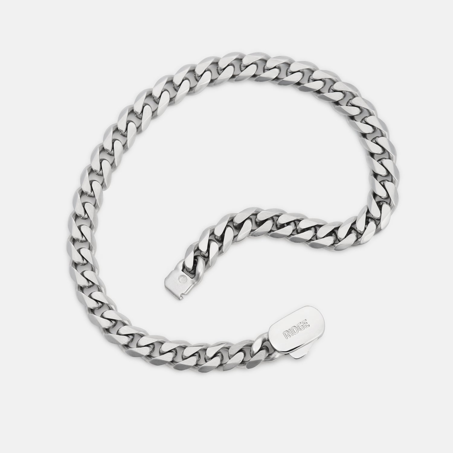 6mm Curb Bracelet - Platinum - Medium - Ridge