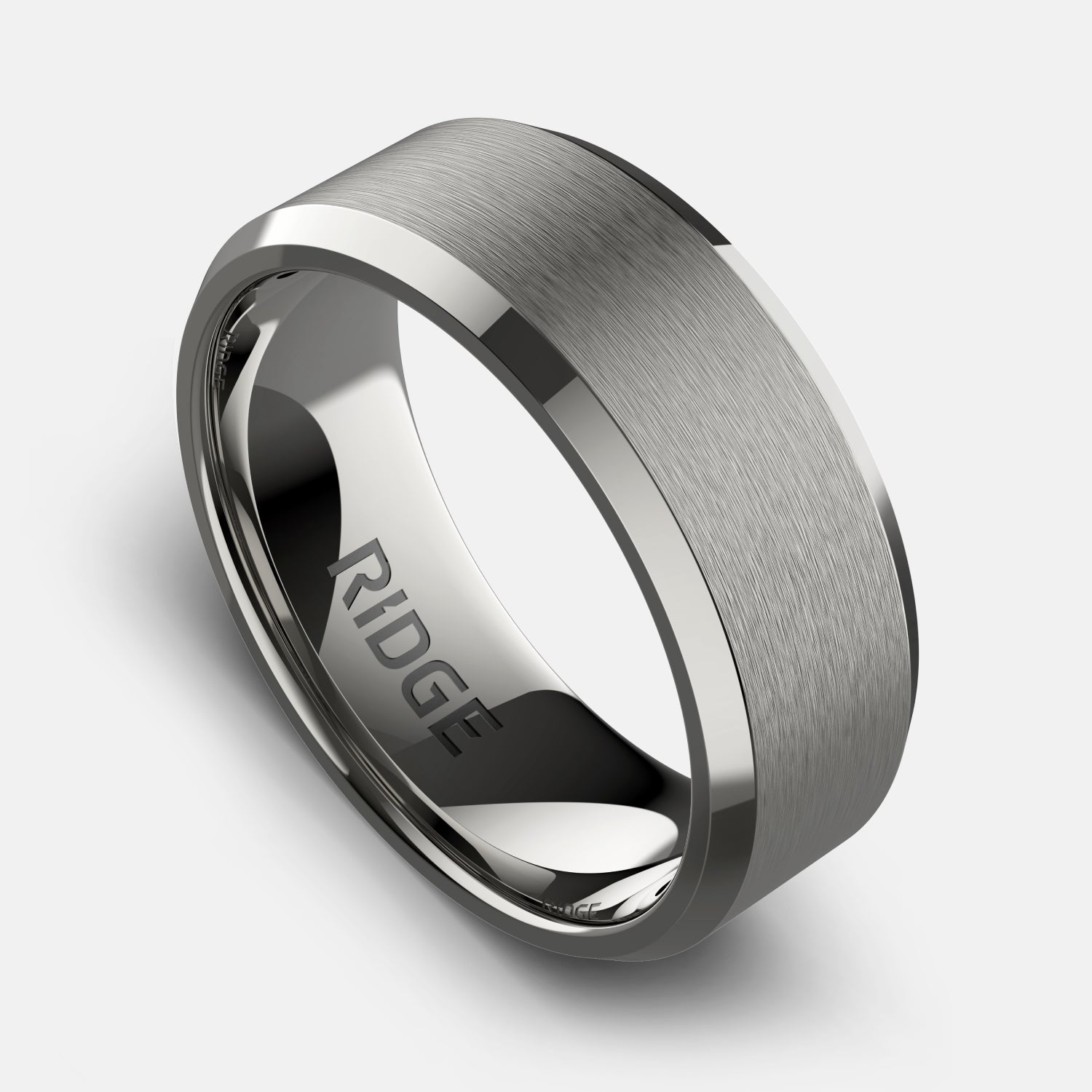 The Ridge 8mm Beveled Ring Set - Platinum - Tantalum Carbide - 7