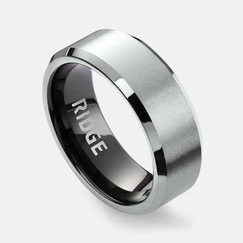 Ridge 8MM Beveled Ring Set - 24 Karat Gold