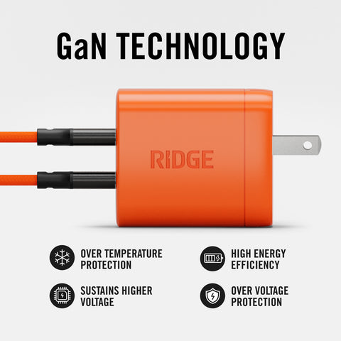 Wall Charger Set - 45W - Basecamp Orange | DUAL USB-C PORTS – Ridge