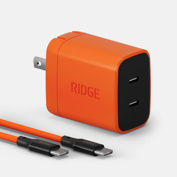 45W Power Adapter Kit - Basecamp Orange | DUAL USB-C PORTS - Ridge