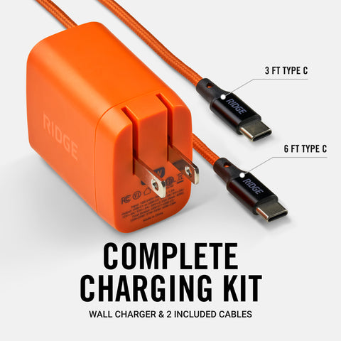 Wall Charger Set - 45W - Basecamp Orange | DUAL USB-C PORTS – Ridge