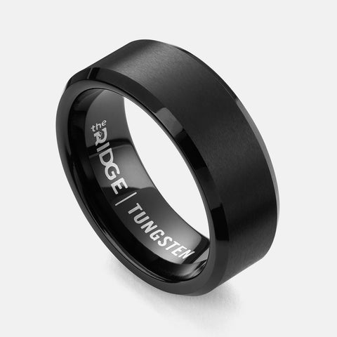Ridge 8mm Beveled Ring Set - Gunmetal