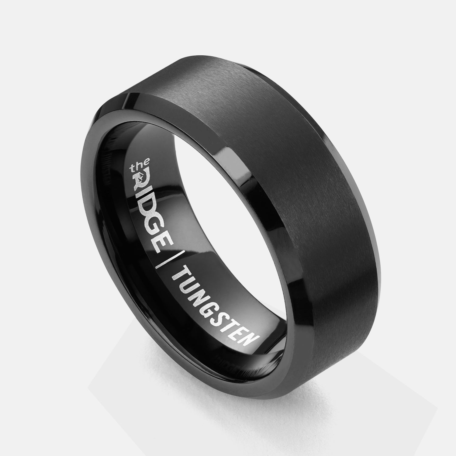 The Ridge 8mm Beveled Ring Set - Gunmetal - 7