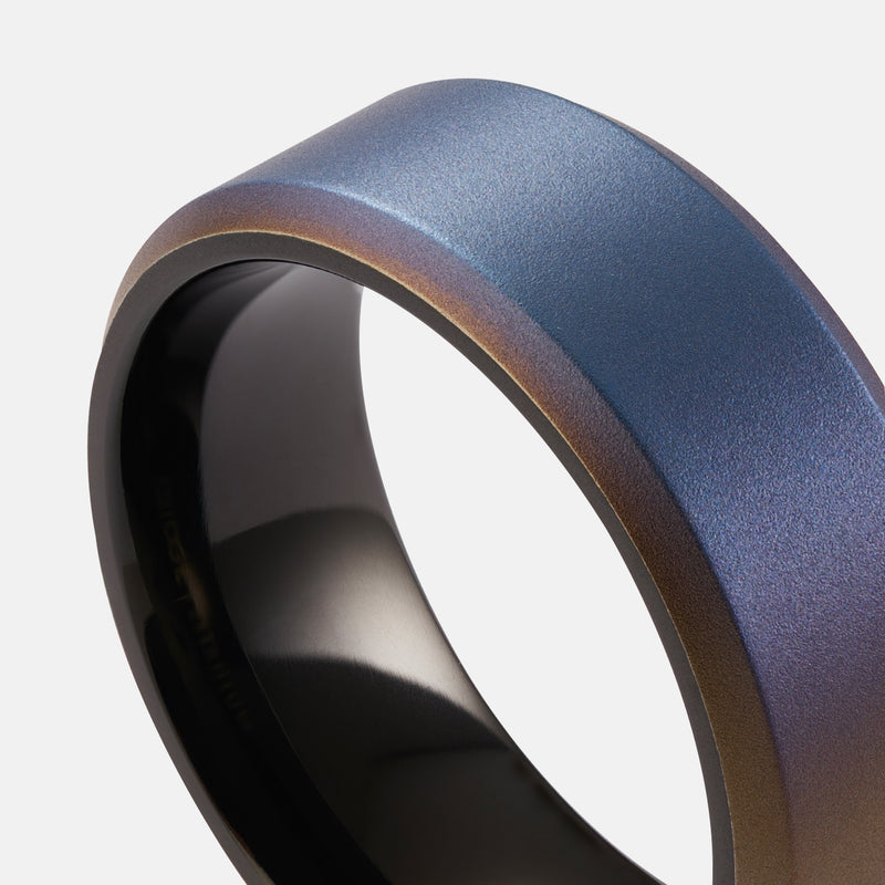Burnt Titanium Men's Wedding Band - The Ridge