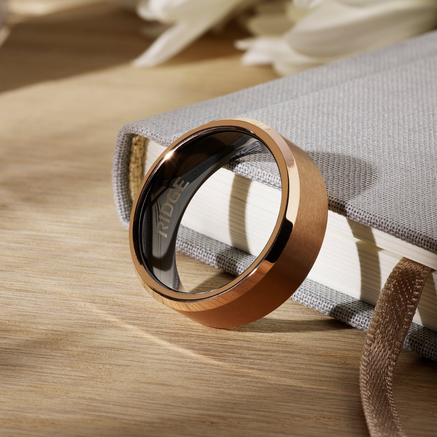 18K Rose Gold Tungsten Wedding Band - The Ridge