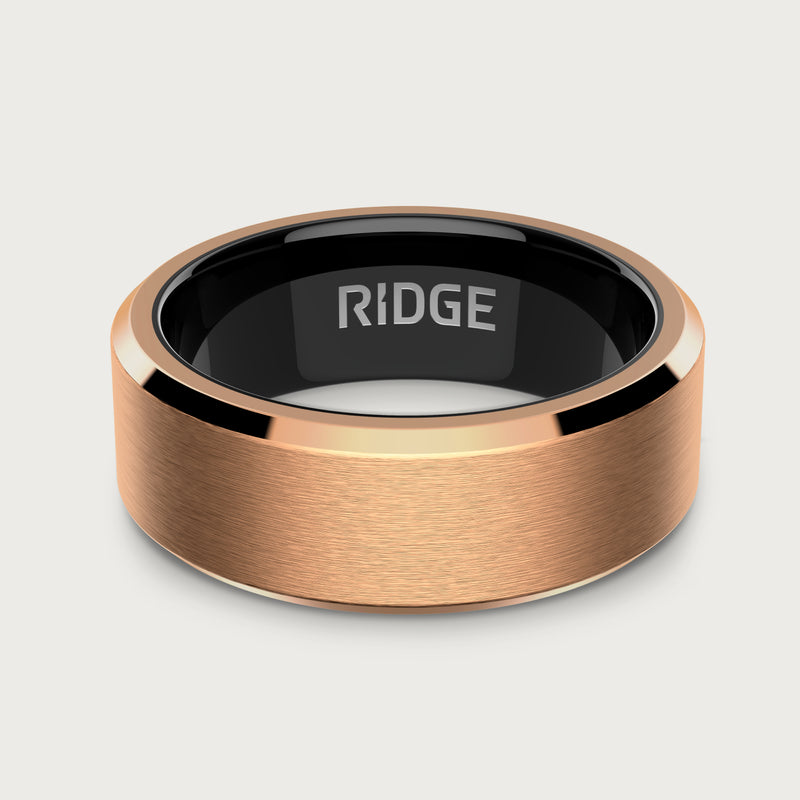 8mm Beveled Ring Set - 18K Rose Gold