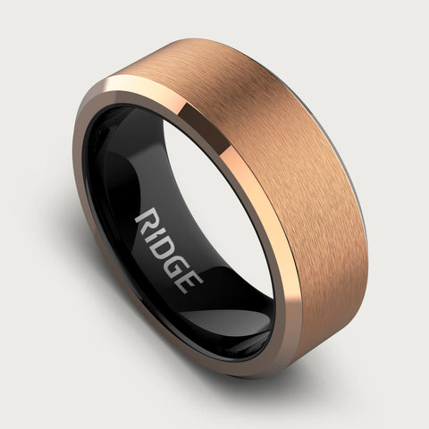 8mm Beveled Ring Set - 18K Rose Gold