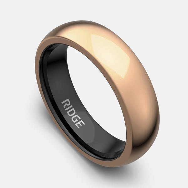 18K Rose Gold Tungsten Wedding Band - The Ridge