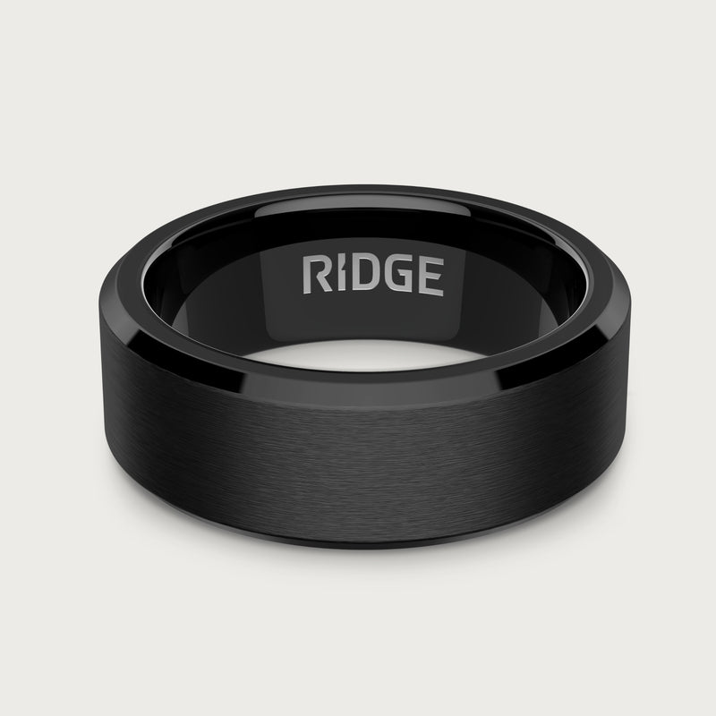 8mm Beveled Ring Set - Royal Black — view 2 of 8