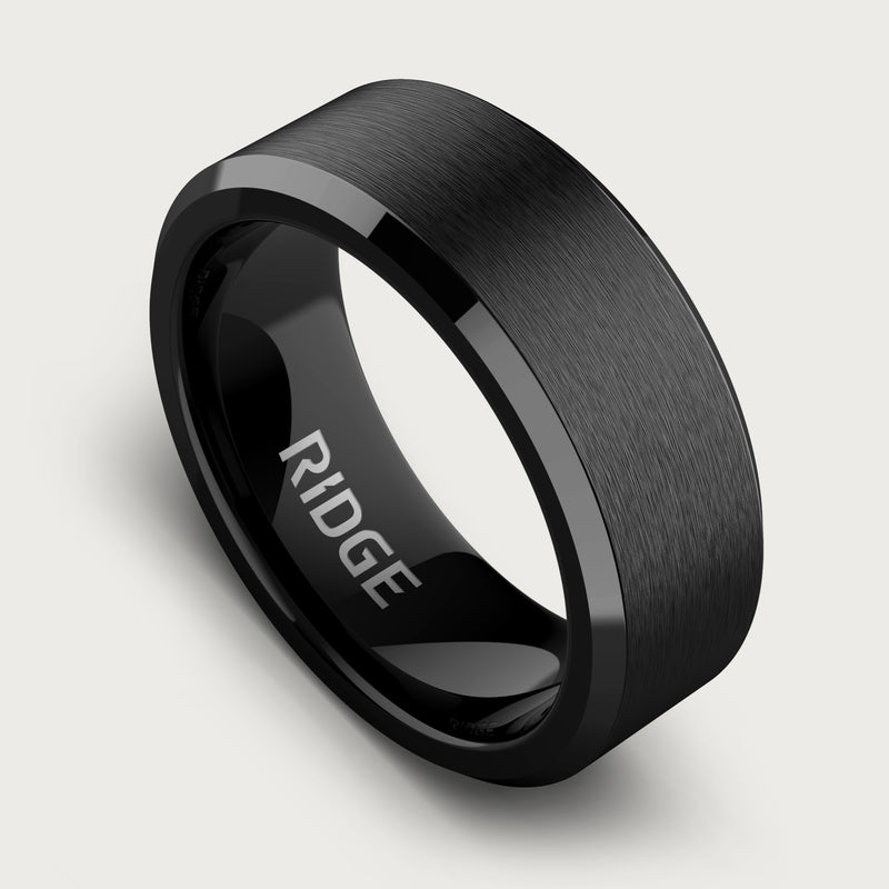 8mm Beveled Ring Set - Royal Black