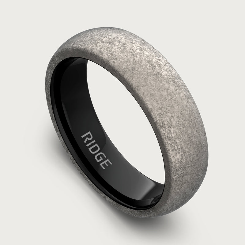6mm Rounded Ring Set - Stonewashed Titanium